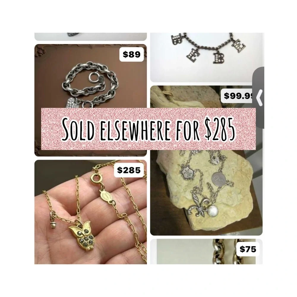 Rare Catherine Popesco Gold Owl with Crystals Necklace and Pearl Charm Dangle - Picture 4 of 6